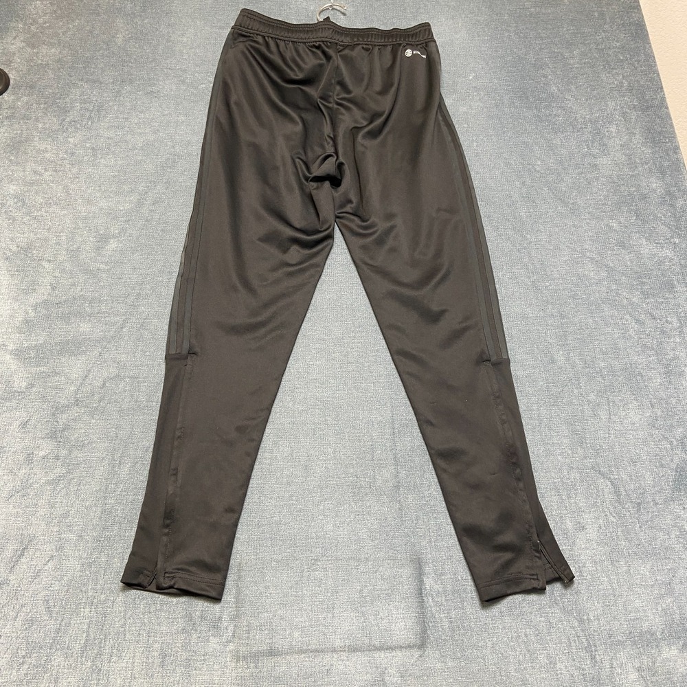 Adidas Track Pants Men Medium Black Logo 3 Stripes Ankle Zip Tapered Leg Running